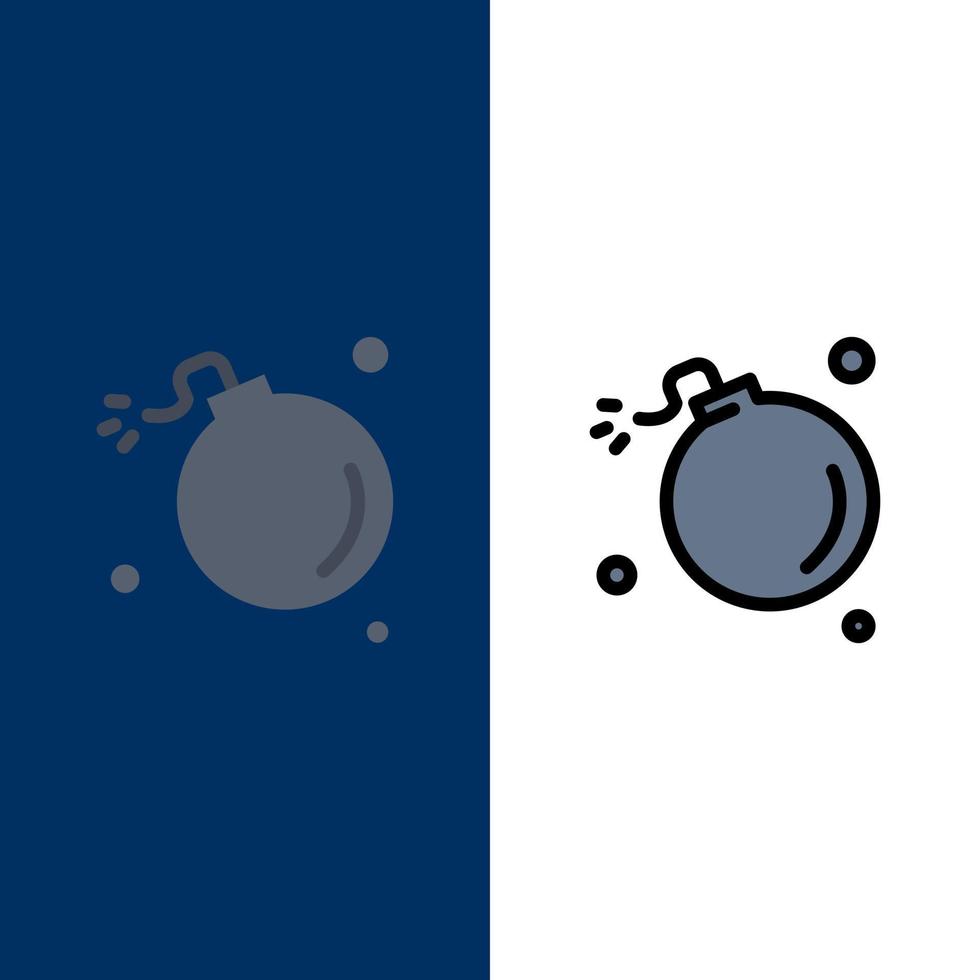 Bomb Comet Explosion Meteor Science  Icons Flat and Line Filled Icon Set Vector Blue Background