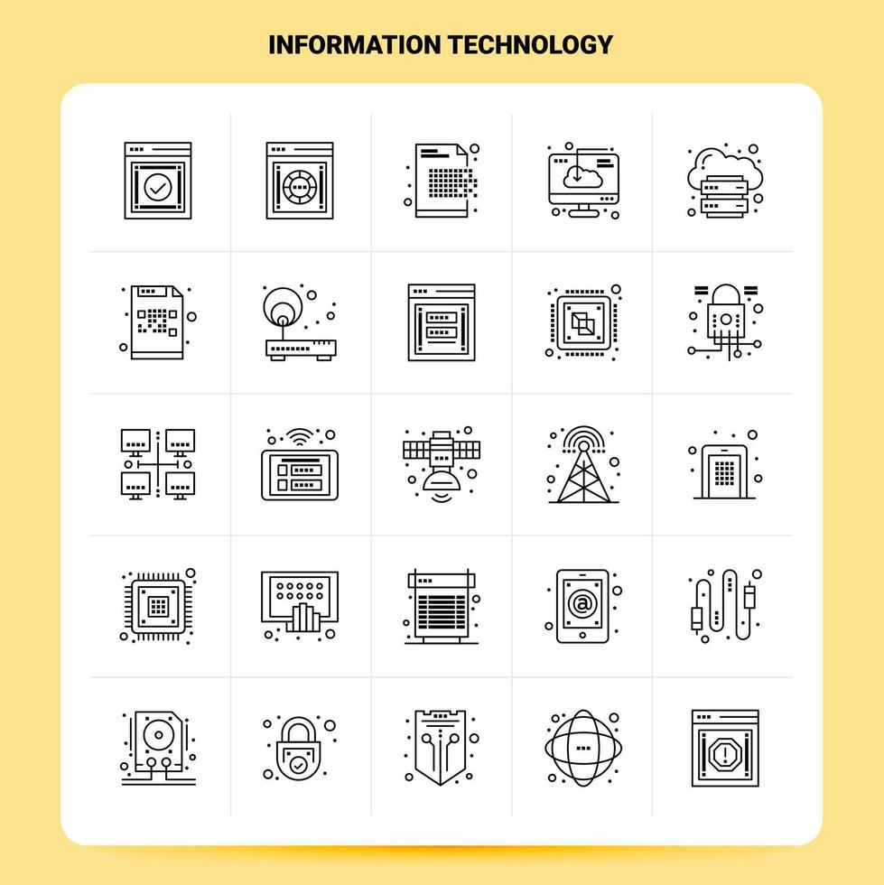 OutLine 25 Information Technology Icon set Vector Line Style Design Black Icons Set Linear pictogram pack Web and Mobile Business ideas design Vector Illustration