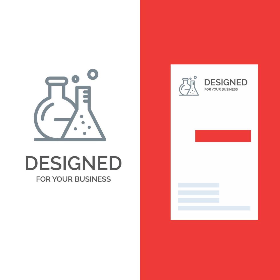 Tube Flask Lab Science Grey Logo Design and Business Card Template vector