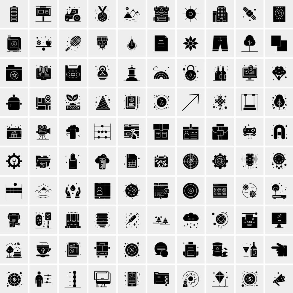 Set of 100 Universal Solid Icons vector