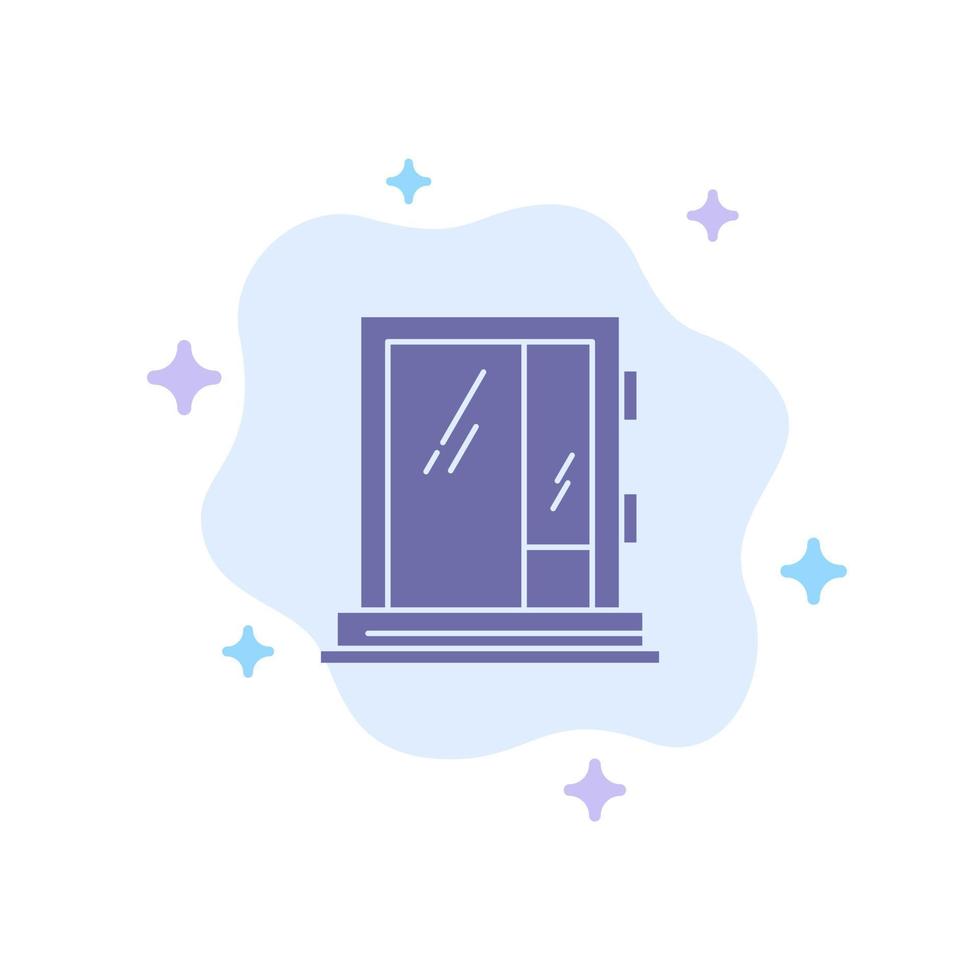 Door Window Building Construction Repair Blue Icon on Abstract Cloud Background vector