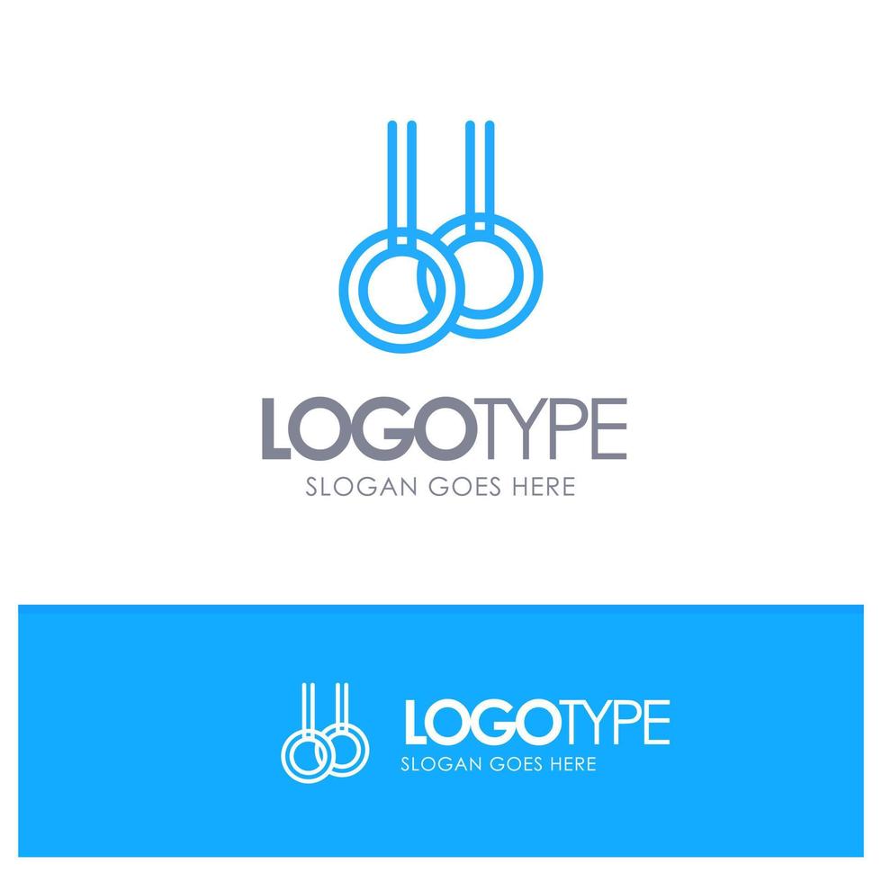 Athletic Gymnastics Rings Blue outLine Logo with place for tagline vector