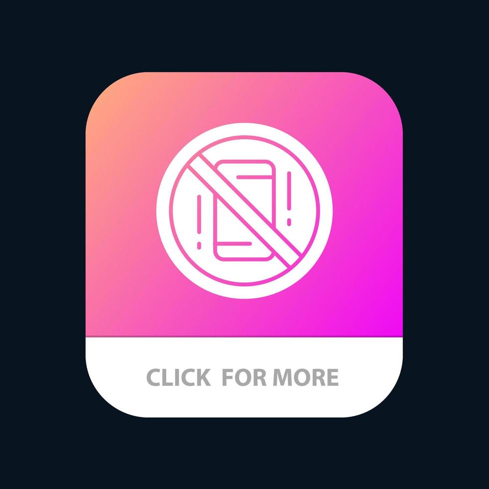 Avoid Distractions Mobile Off Phone Mobile App Button Android and IOS Glyph Version vector