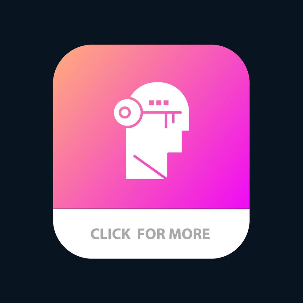 Brain Key Lock Mind Unlock Mobile App Button Android and IOS Glyph Version vector