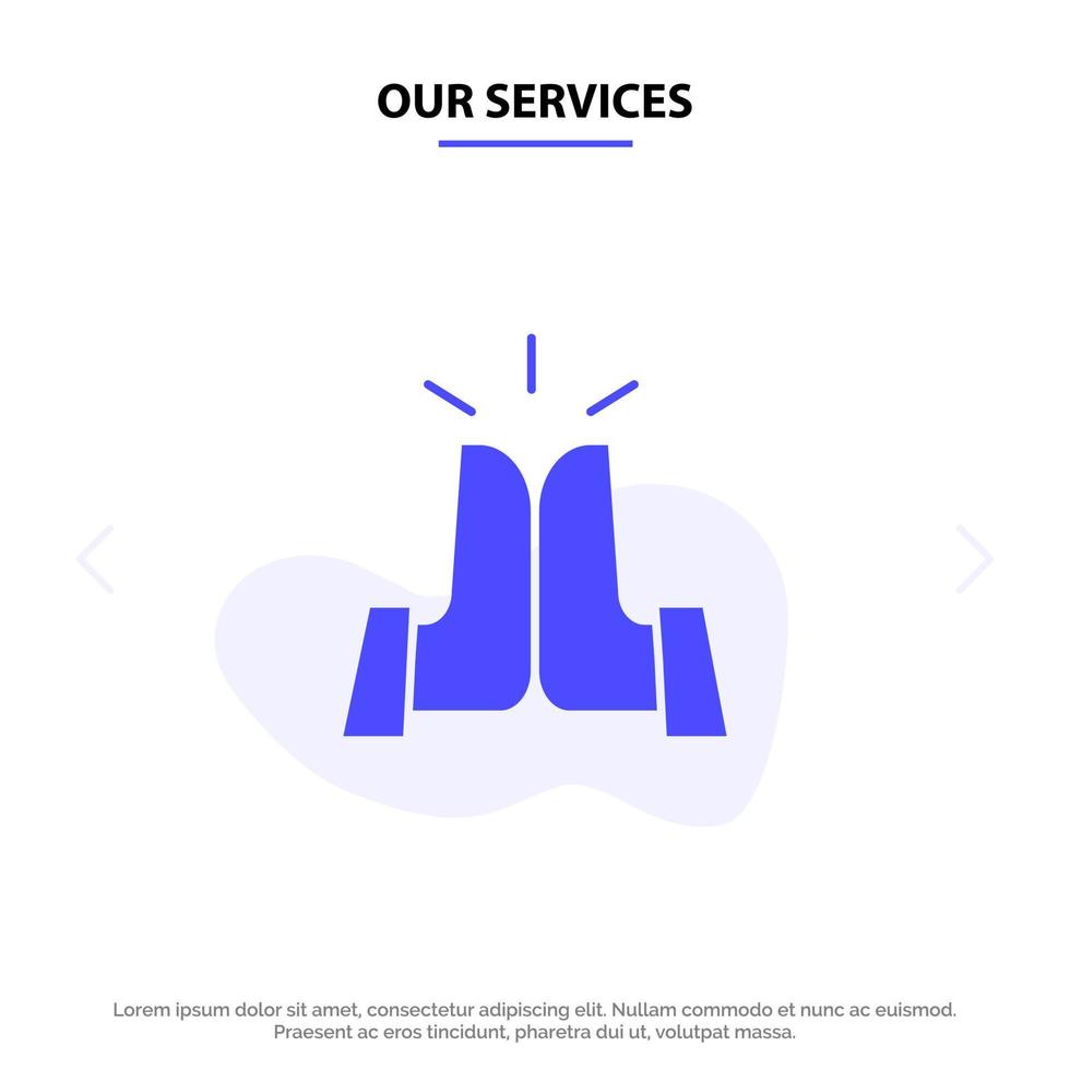 Our Services Best Five Friends High Solid Glyph Icon Web card Template vector