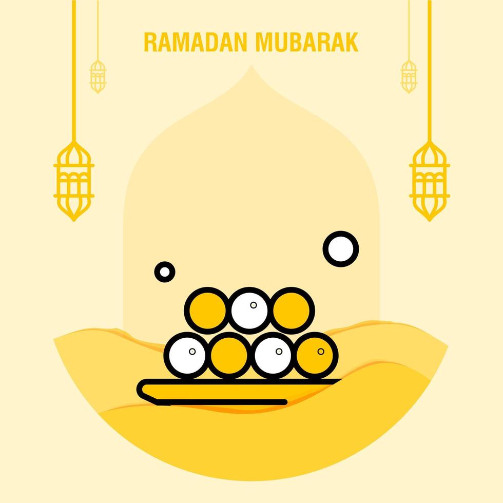 Ramadan kareem greeting template islamic crescent and arabic lantern vector illustration