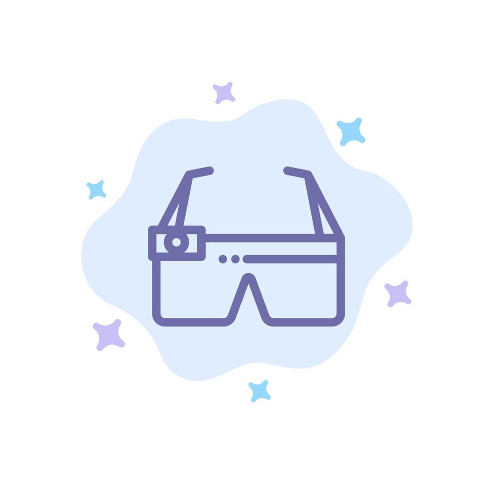 Device Glasses Google Glass Smart Blue Icon on Abstract Cloud Background vector