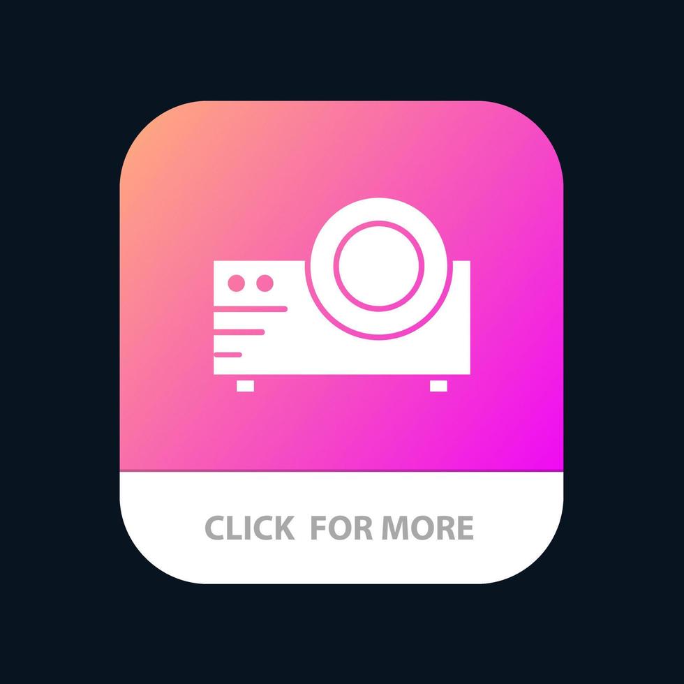 botón de aplicación móvil multimedia de película de proyector versión de glifo de android e ios vector