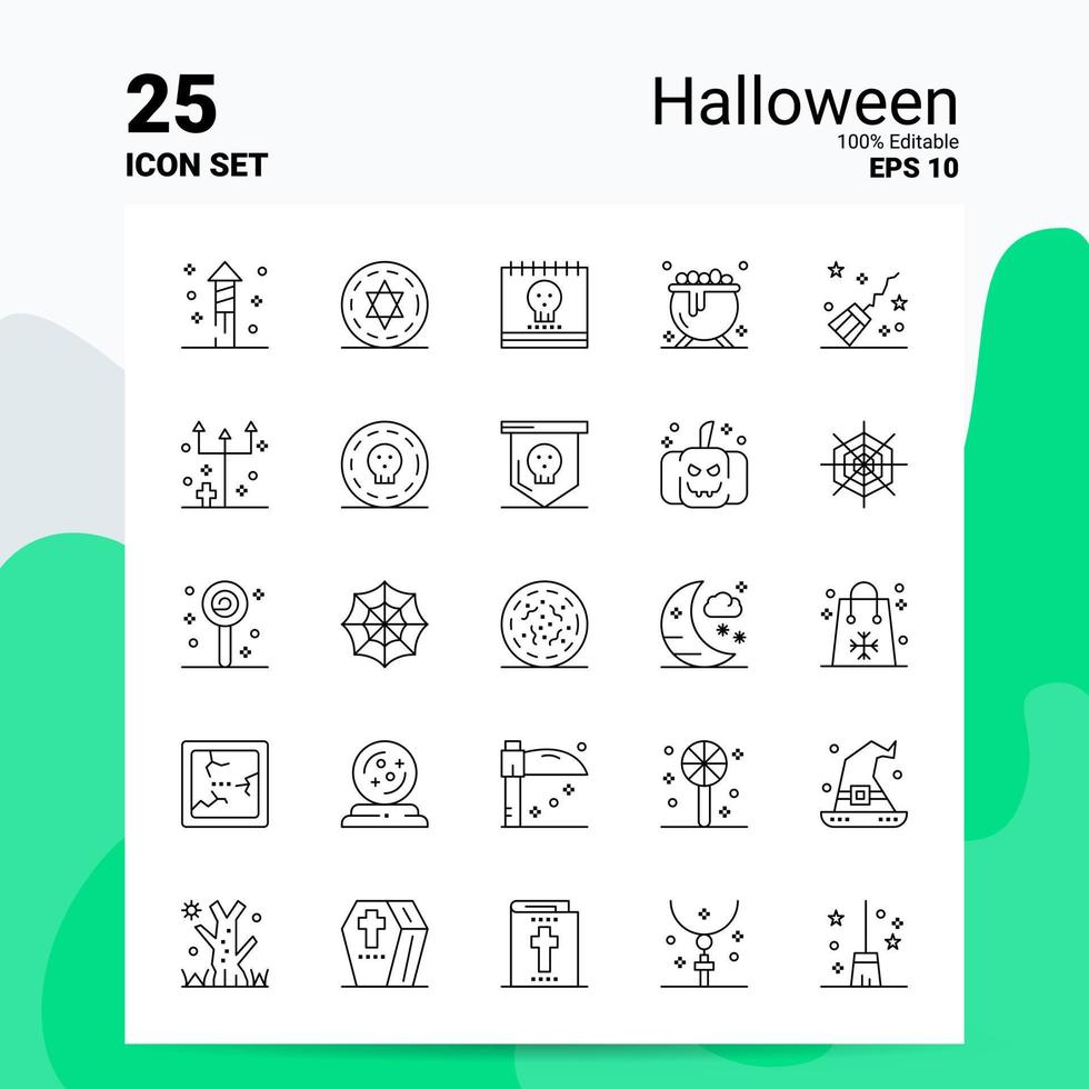25 conjunto de iconos de halloween 100 archivos eps 10 editables concepto de logotipo de empresa ideas diseño de icono de línea vector