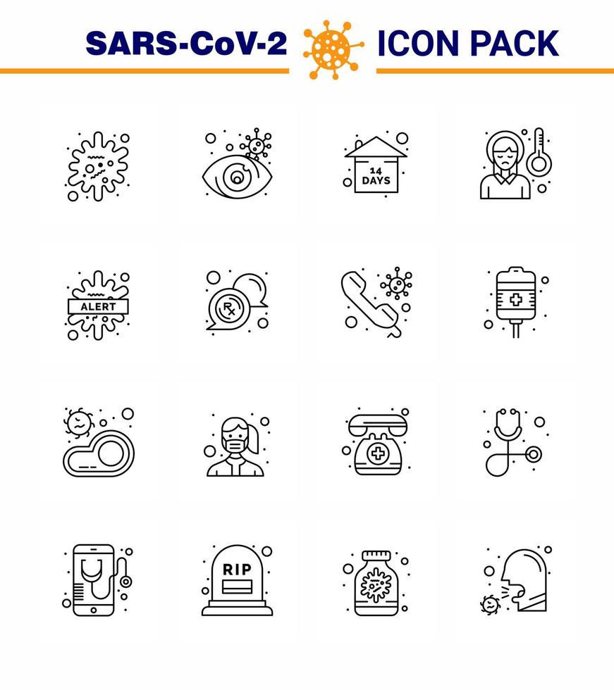 Simple Set of Covid19 Protection Blue 25 icon pack icon included alert sick risk pain head viral coronavirus 2019nov disease Vector Design Elements