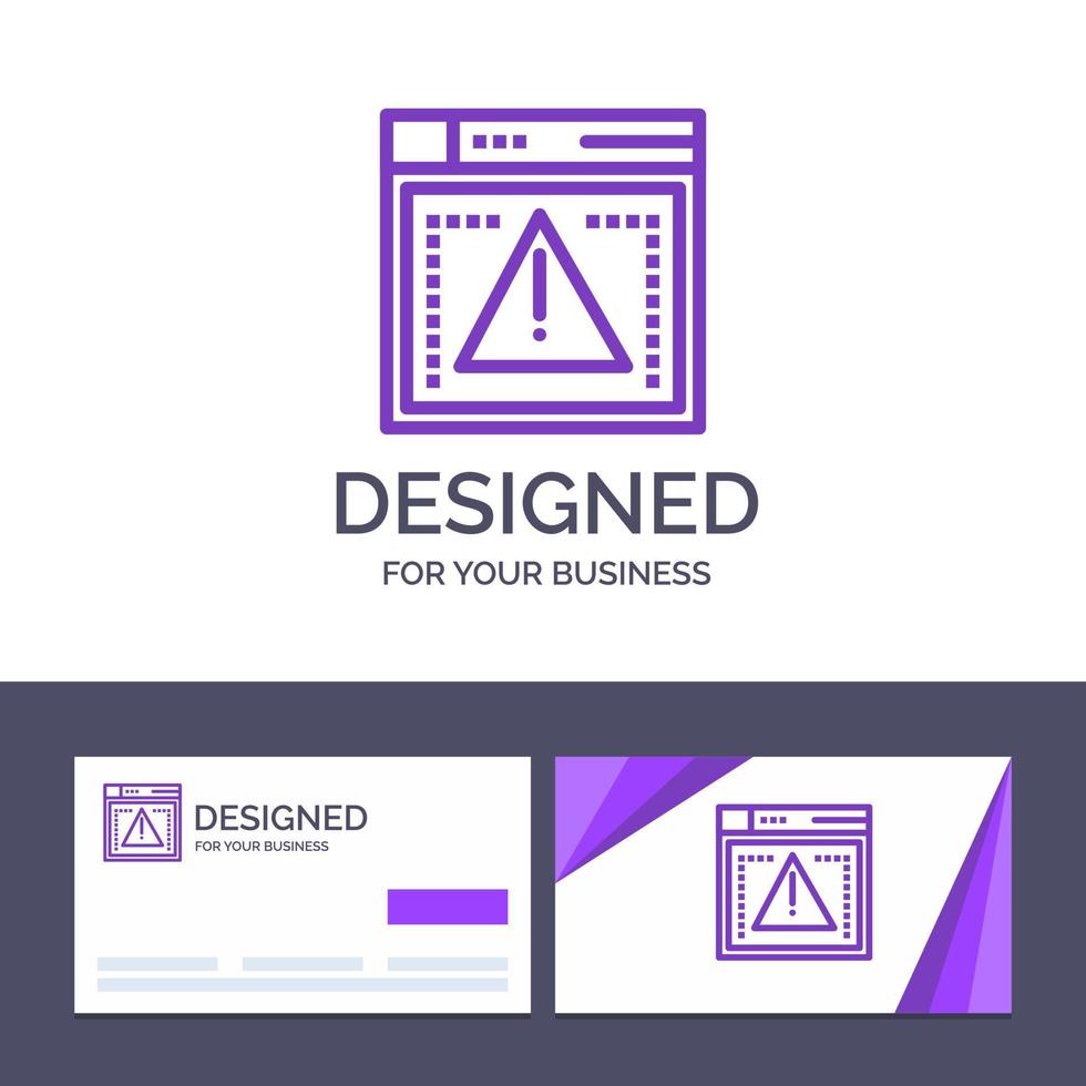 tarjeta de visita creativa y plantilla de logotipo error de codificación informática ilustración vectorial vector