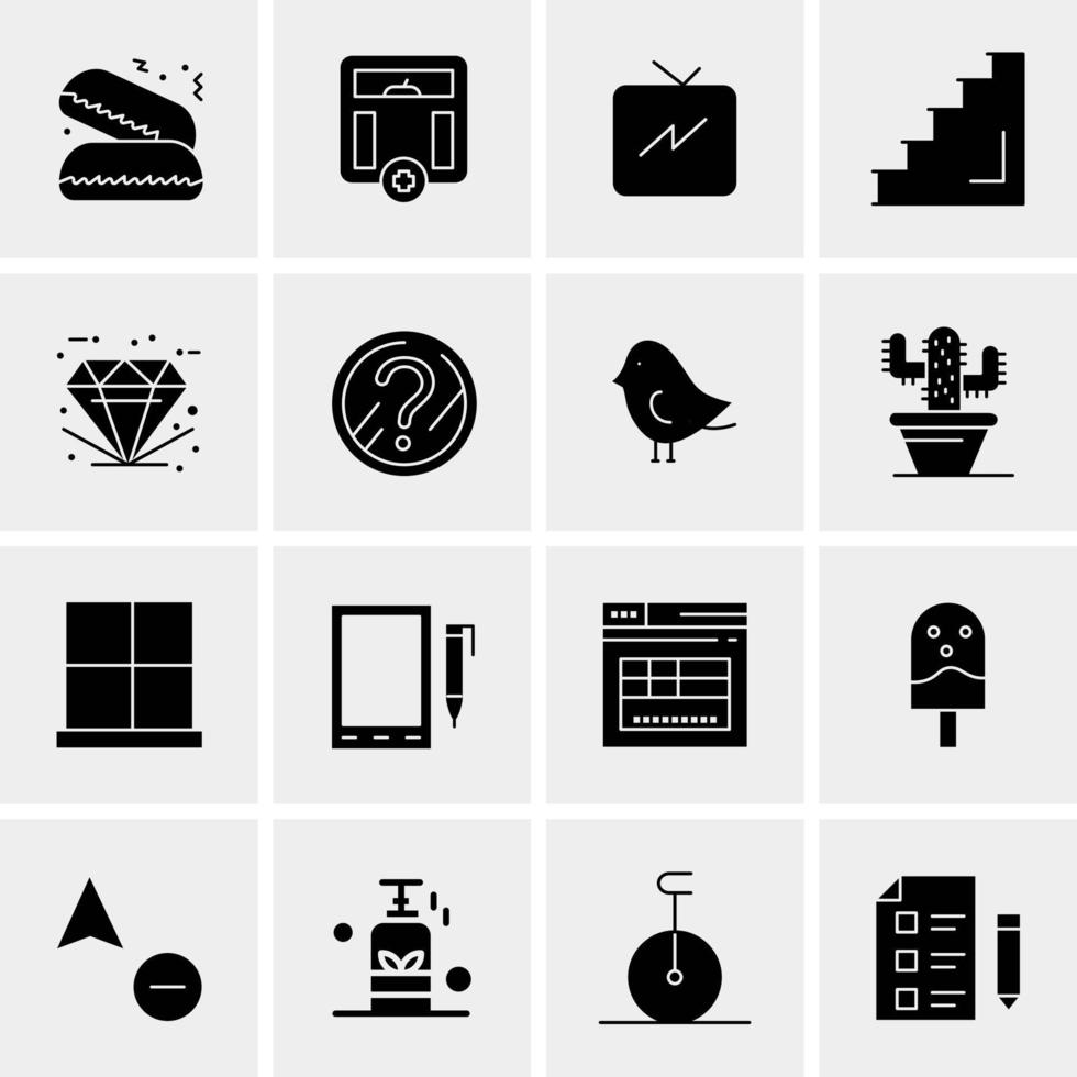 16 iconos de negocios universales vector ilustración de icono creativo para usar en proyectos relacionados con la web y dispositivos móviles