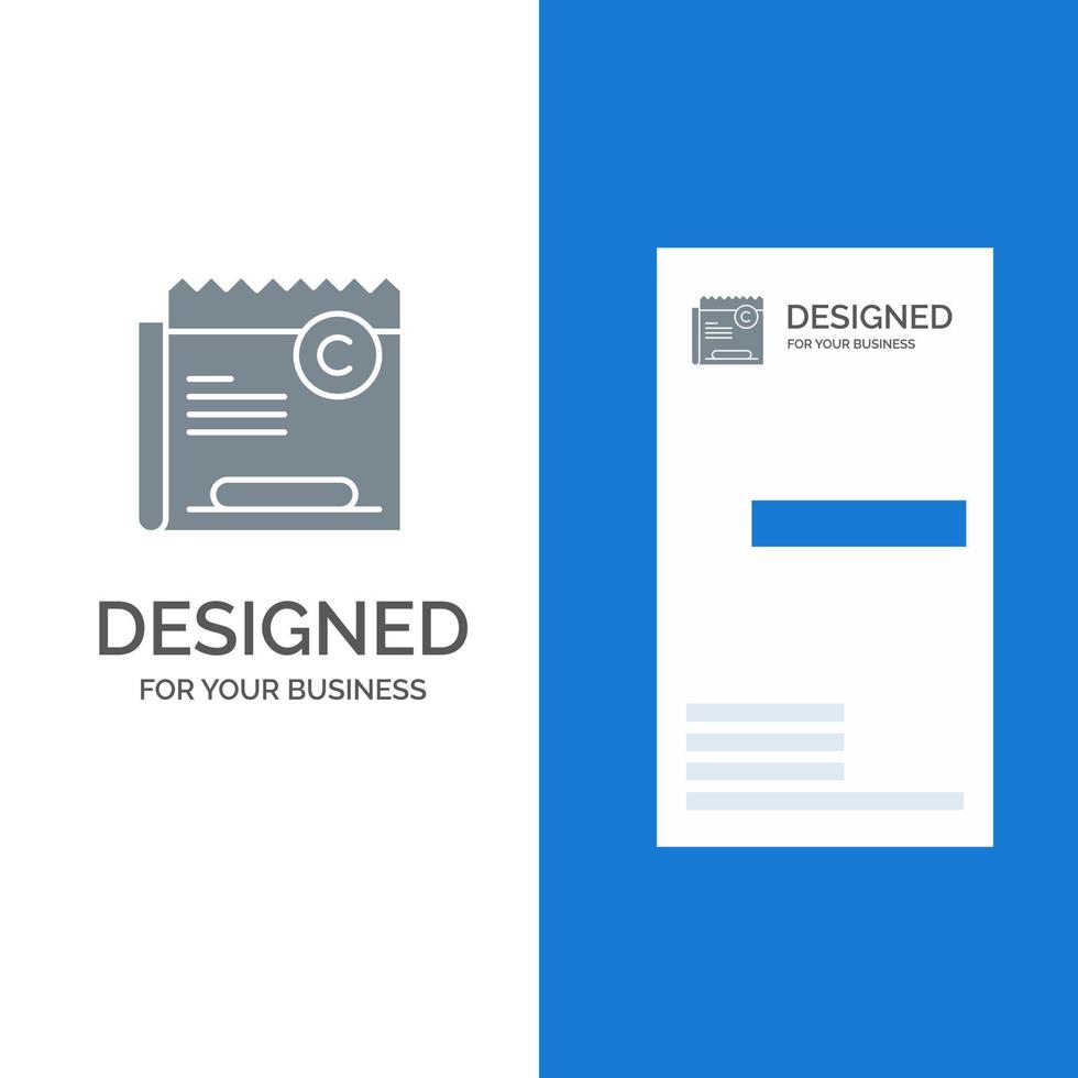 Copy Copyright Restriction Right File Grey Logo Design and Business Card Template vector