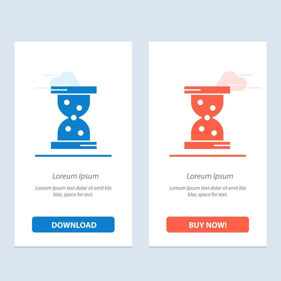 Glass Hour Watch  Blue and Red Download and Buy Now web Widget Card Template vector