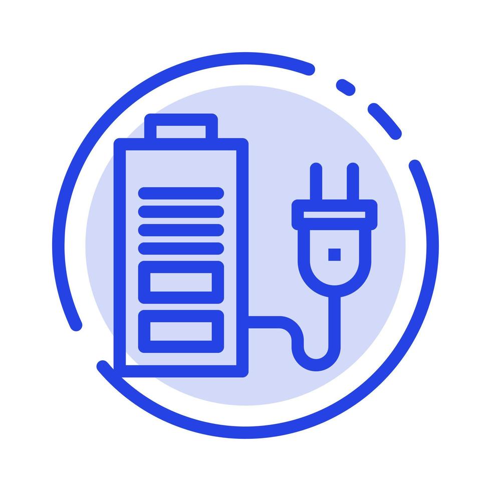 Accumulator Battery Power Plug Blue Dotted Line Line Icon vector