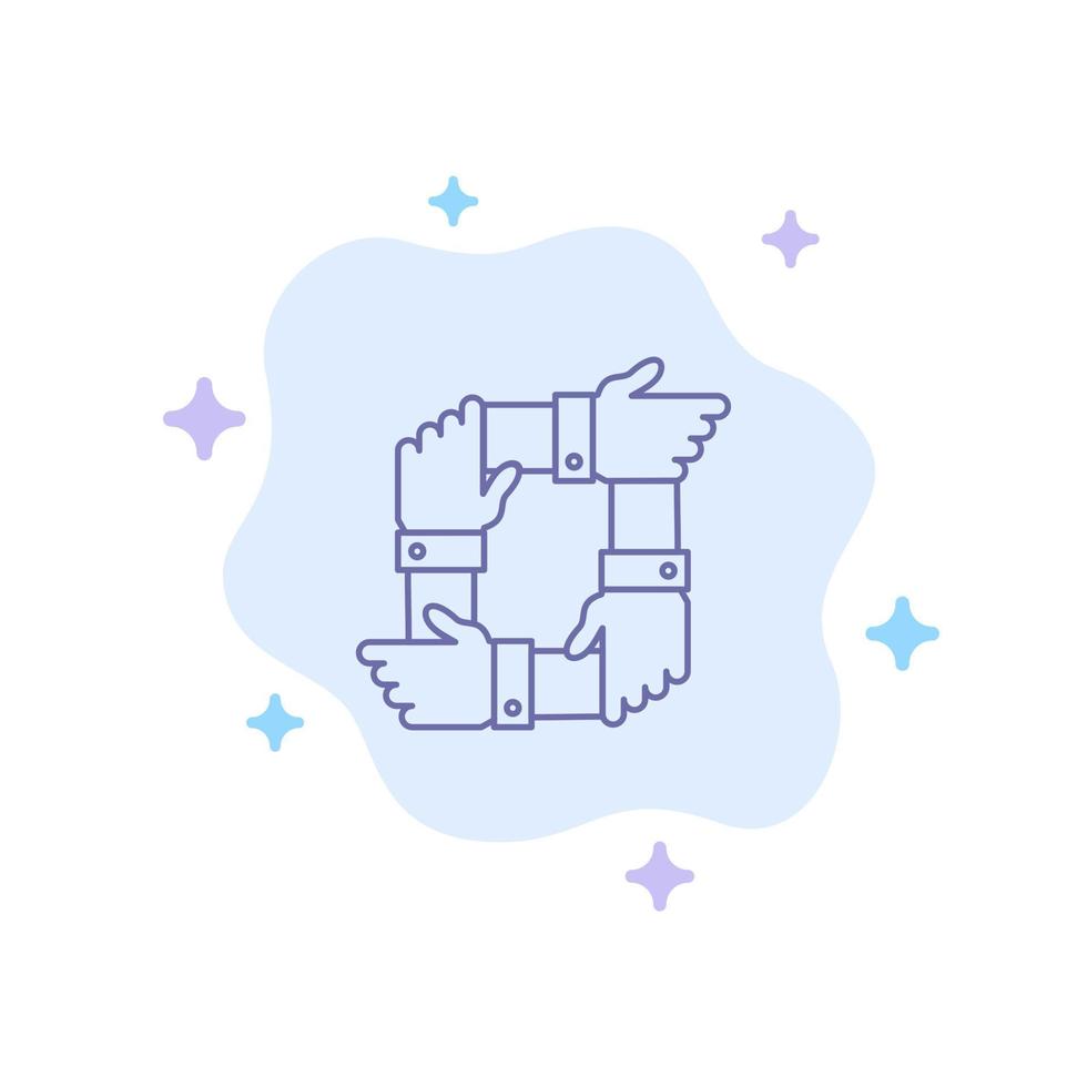Teamwork Business Collaboration Hands Partnership Team Blue Icon on Abstract Cloud Background vector