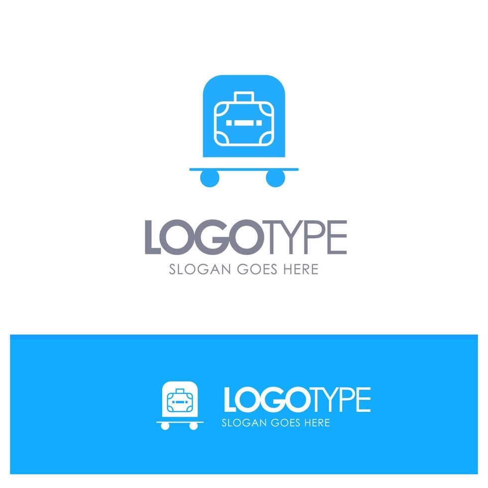 Hotel Luggage Trolley Bag Blue Logo vector