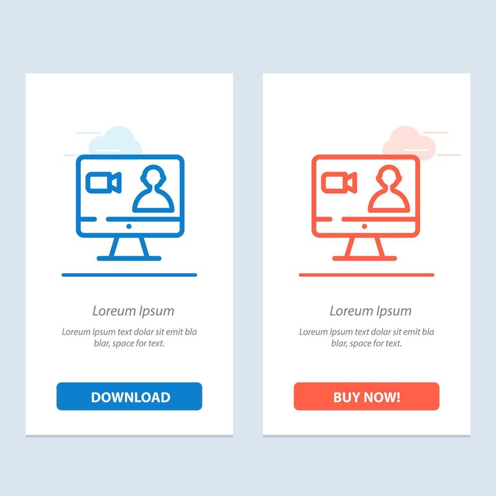 Job Search Internet Computer  Blue and Red Download and Buy Now web Widget Card Template vector