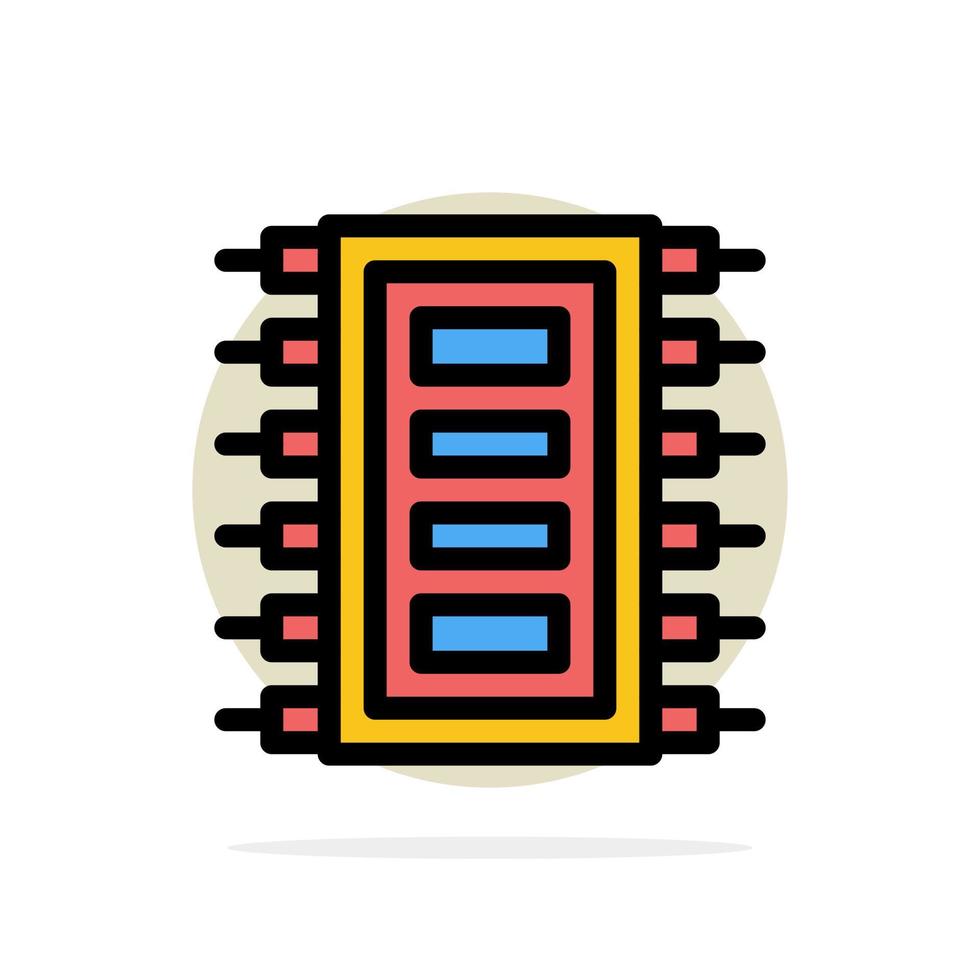 tecnología hardware chip computadora conectar círculo abstracto fondo color plano icono vector