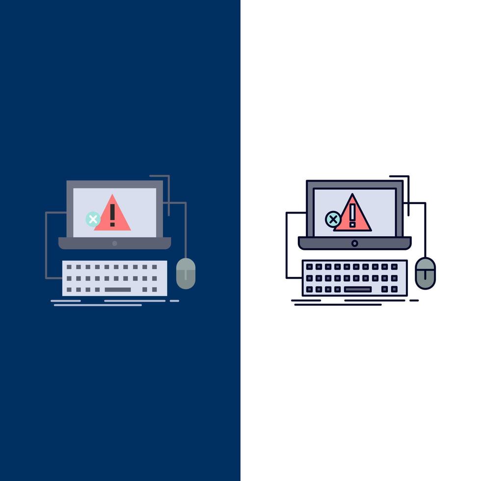 Computer crash error failure system Flat Color Icon Vector