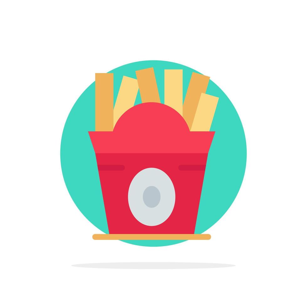 papas fritas comida rápida comida usa círculo abstracto fondo color plano icono vector