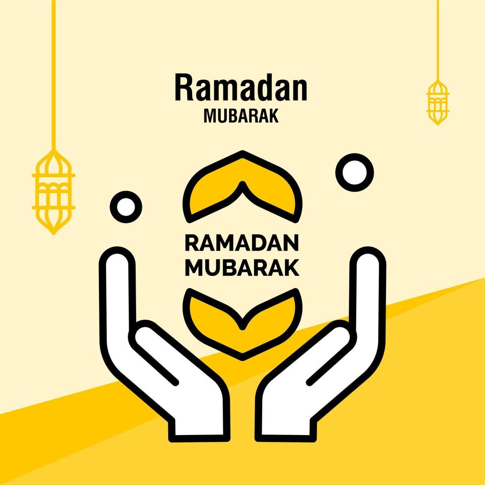 Ramadan kareem greeting template islamic crescent and arabic lantern vector illustration