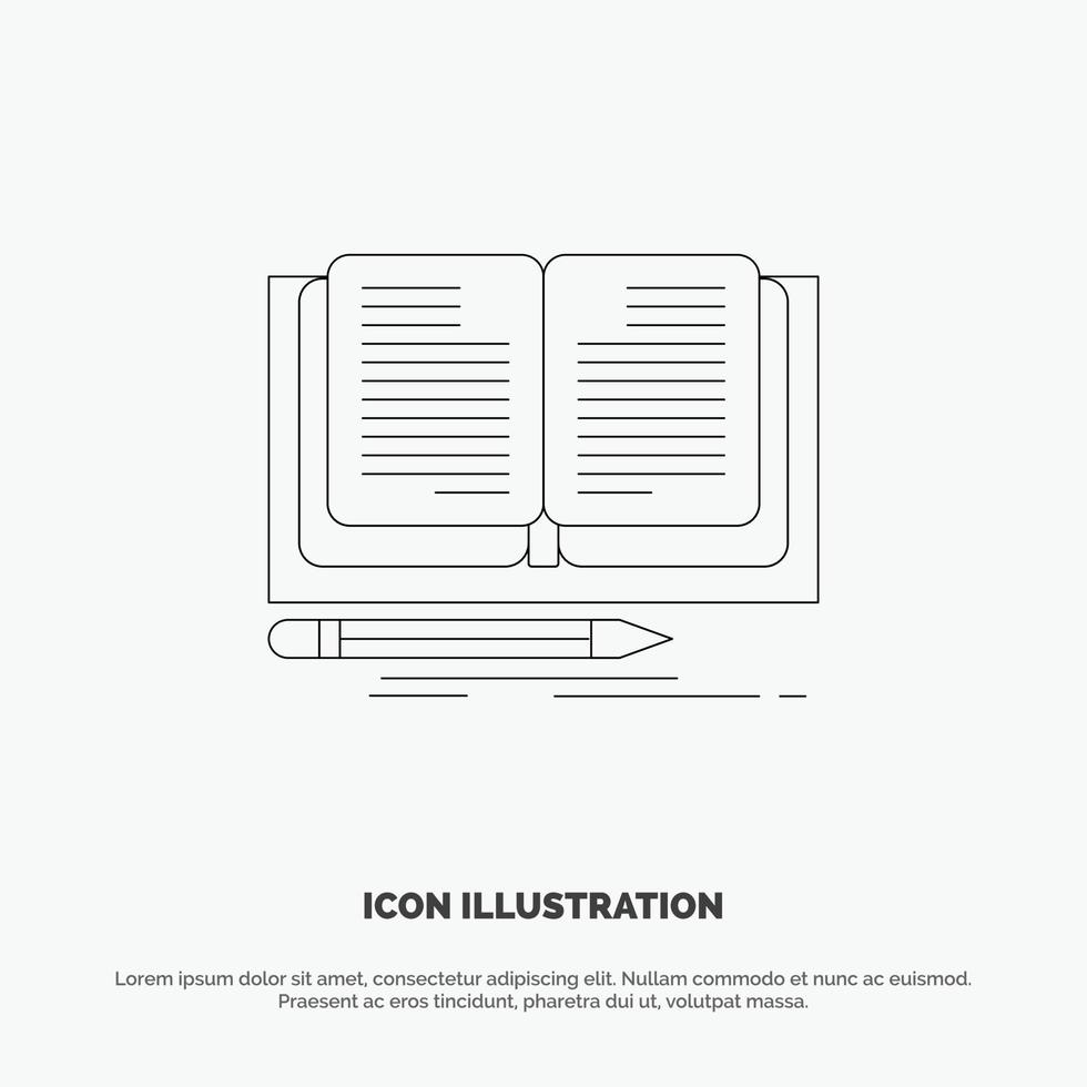 escribir novela libro historia línea icono vector