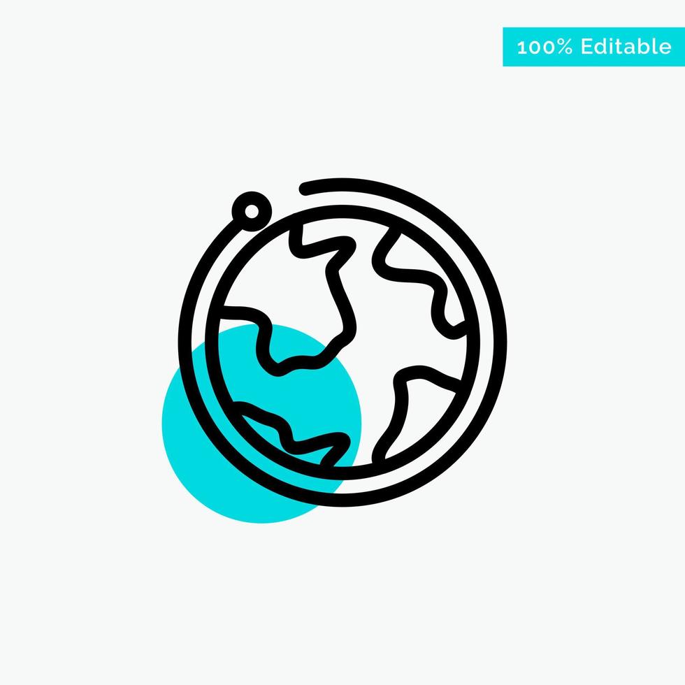 Globe World Internet Hotel turquoise highlight circle point Vector icon