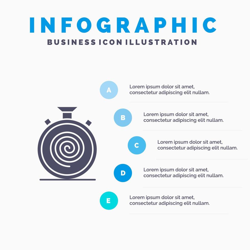 acción ciclo fluir sin parar lento sólido icono infografía 5 pasos presentación antecedentes vector