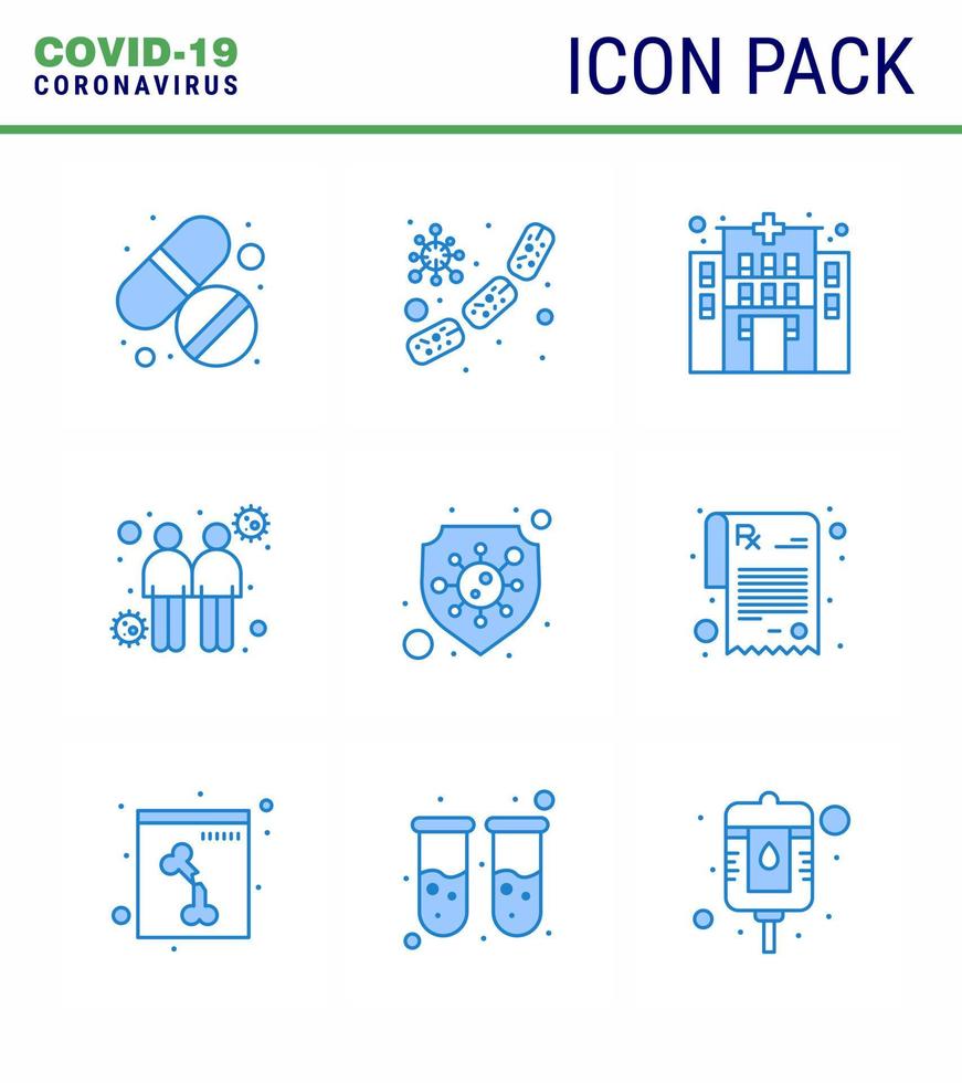 CORONAVIRUS 9 Blue Icon set on the theme of Corona epidemic contains icons such as safety transmitters blood touch coronavirus viral coronavirus 2019nov disease Vector Design Elements