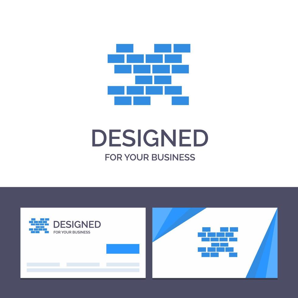 Ilustración de vector de pared de ladrillos de ladrillo de plantilla de logotipo y tarjeta de visita creativa