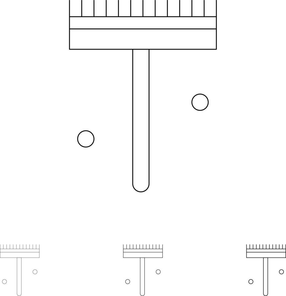 Garden Gardener Rake Shovel Bold and thin black line icon set vector