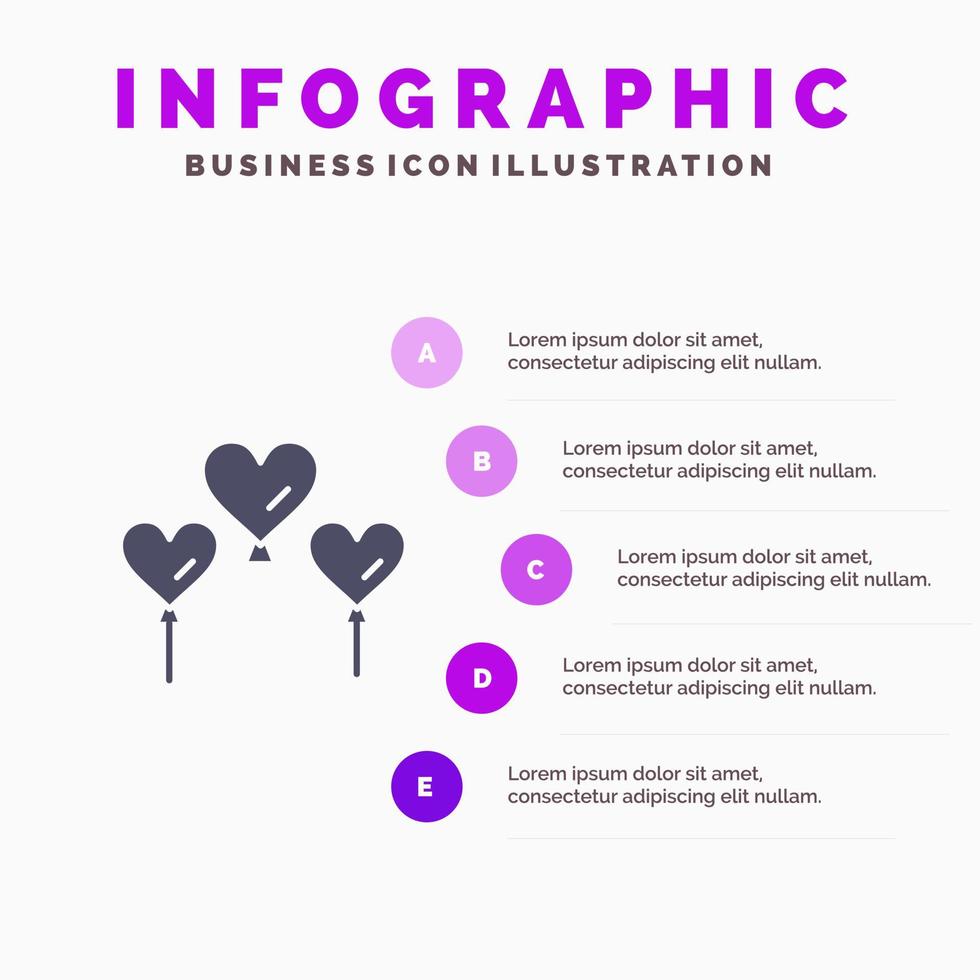 Heart Balloon Love Infographics Presentation Template 5 Steps Presentation vector