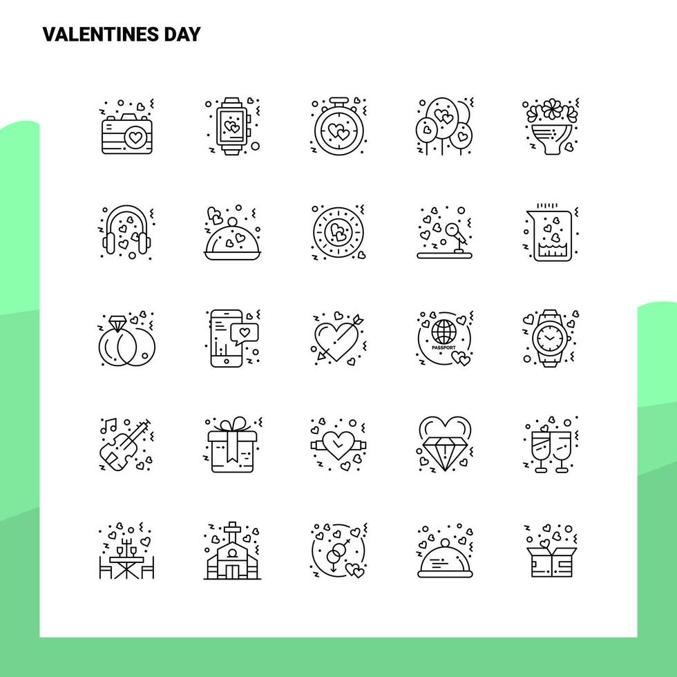Set of Valentines Day Line Icon set 25 Icons Vector Minimalism Style Design Black Icons Set Linear pictogram pack