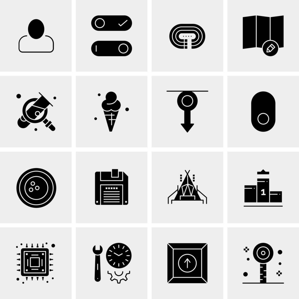 16 iconos de negocios universales vector ilustración de icono creativo para usar en proyectos relacionados con la web y dispositivos móviles