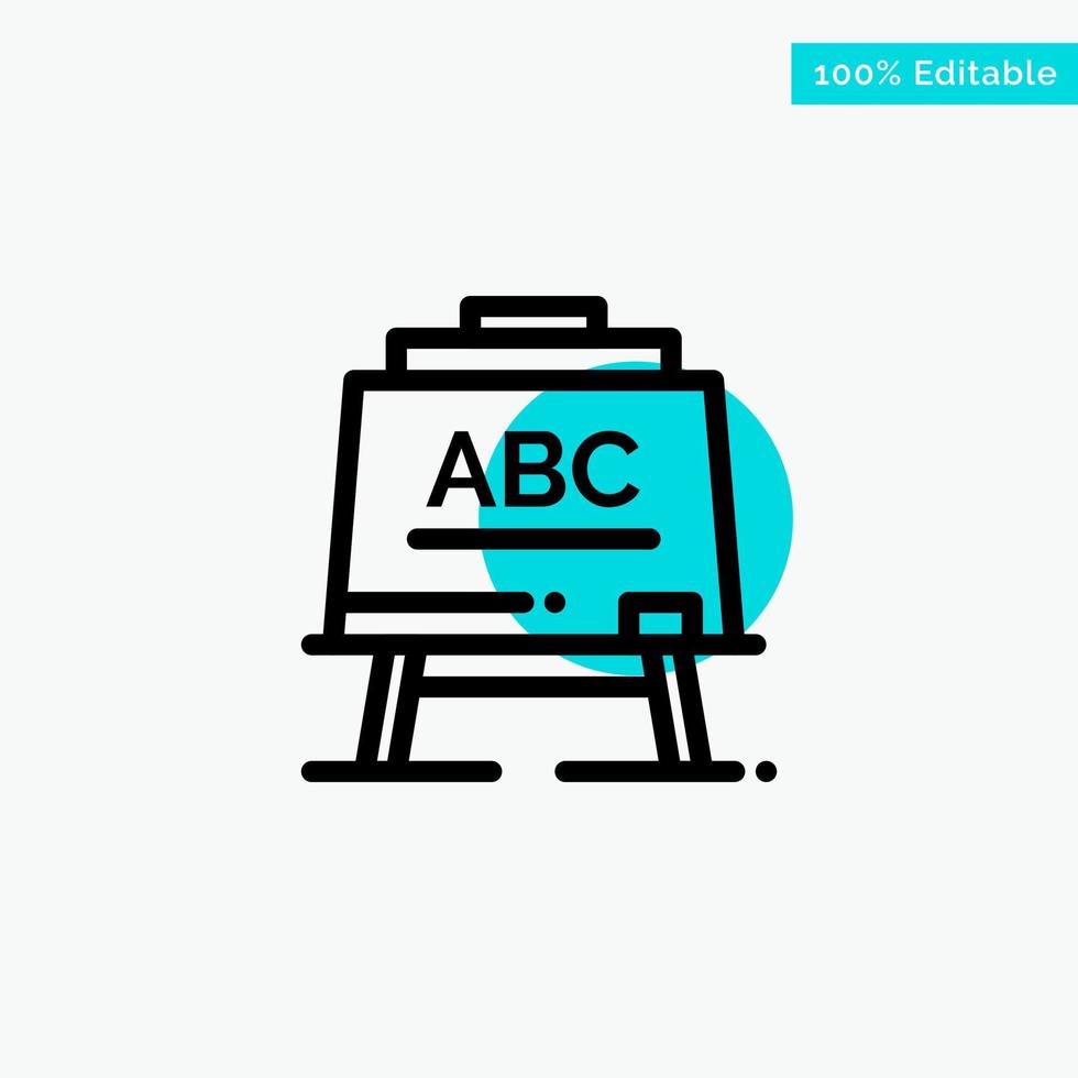 Learning Teacher Abc Board turquoise highlight circle point Vector icon