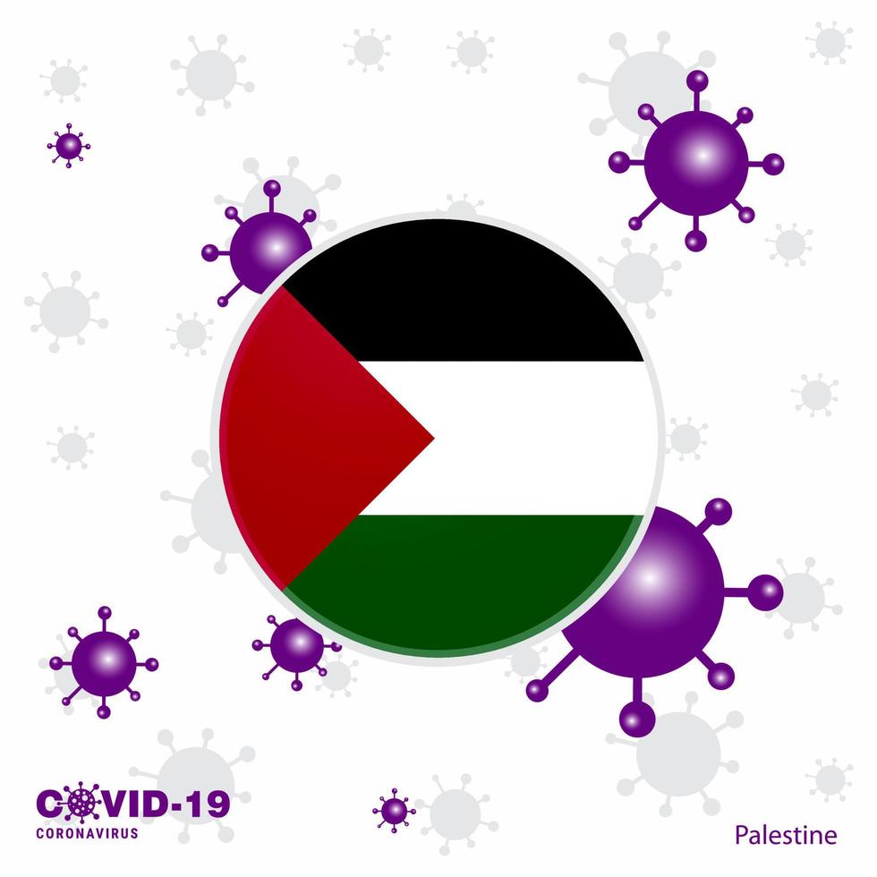 Pray For Palestine COVID19 Coronavirus Typography Flag Stay home Stay Healthy Take care of your own health vector
