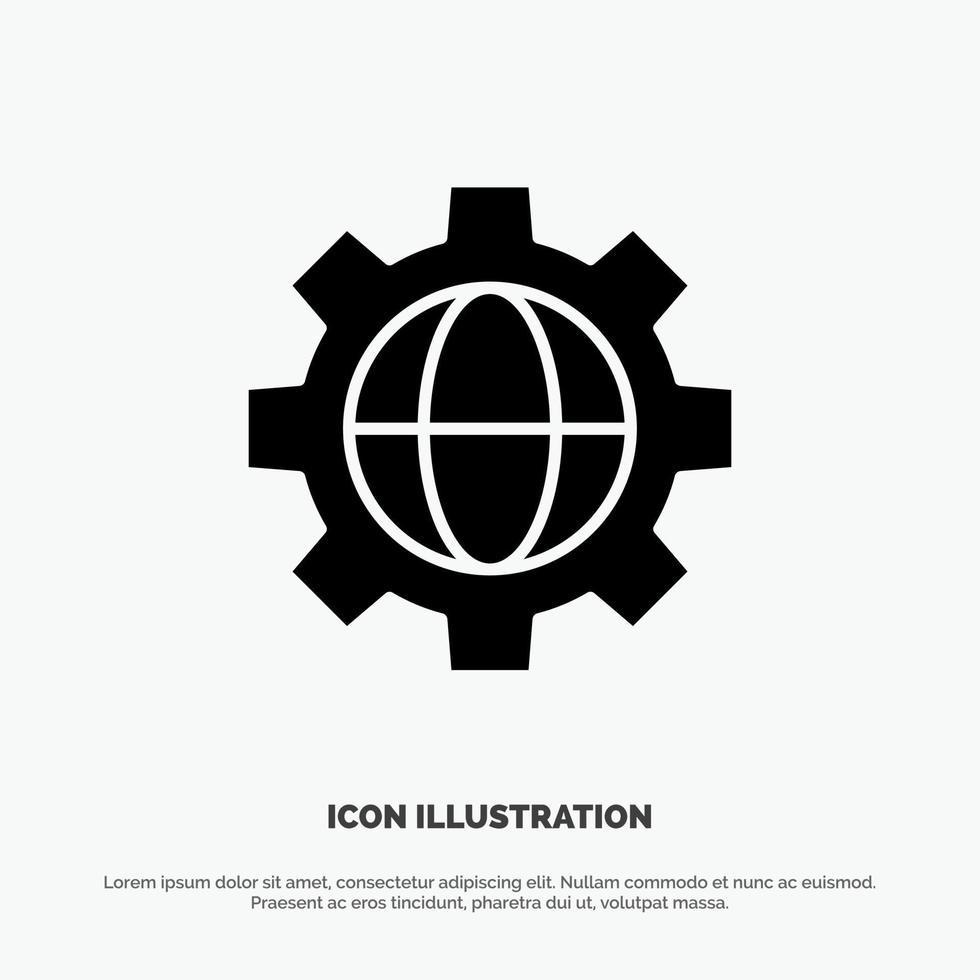 Gear Setting Globe solid Glyph Icon vector