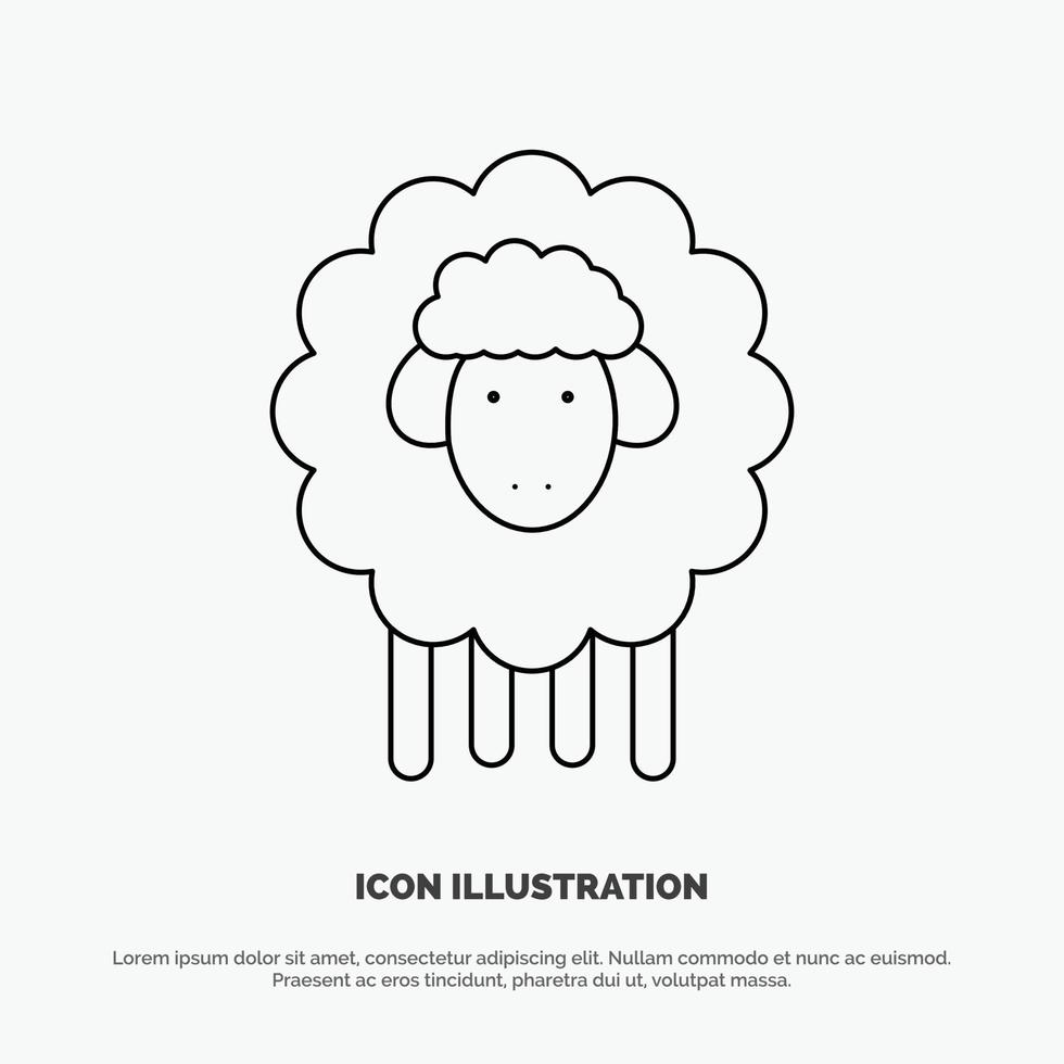 Easter Lamb Sheep Spring Line Icon Vector