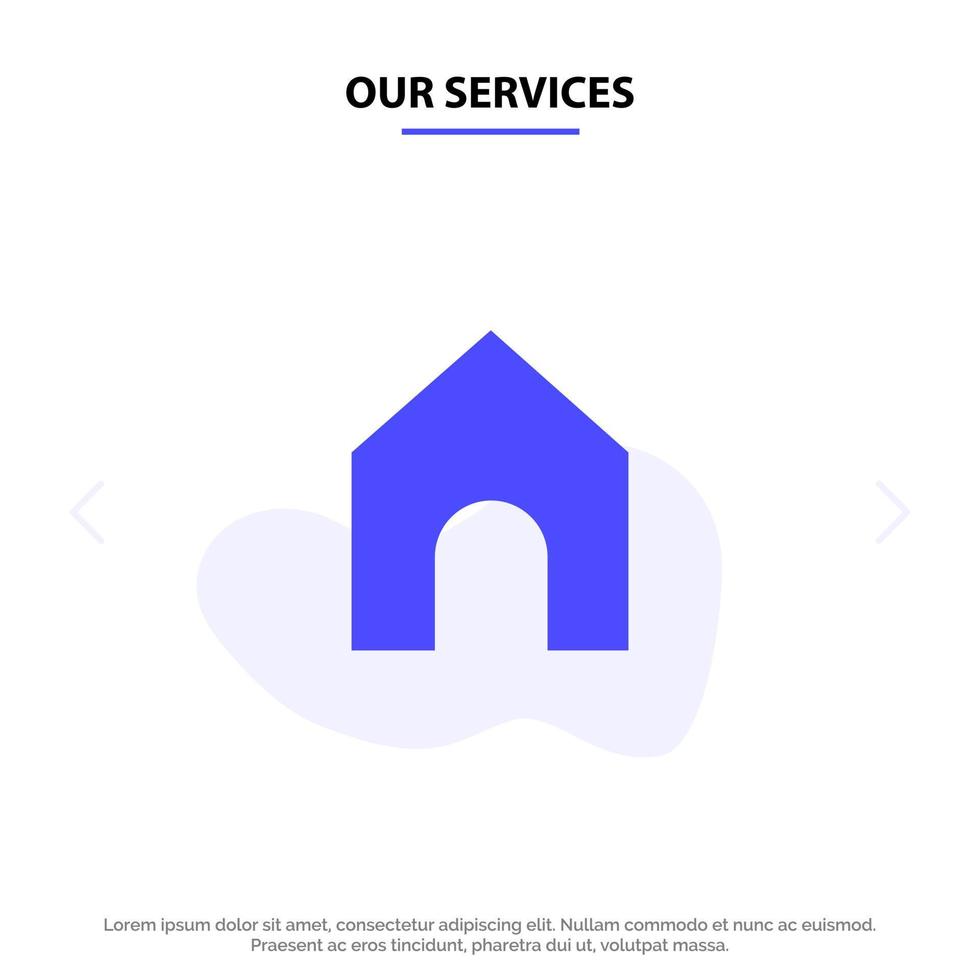 Our Services Home Instagram Interface Solid Glyph Icon Web card Template vector