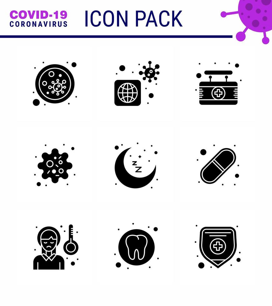 Coronavirus 2019nCoV Covid19 Prevention icon set moon patogen infected particle sign viral coronavirus 2019nov disease Vector Design Elements