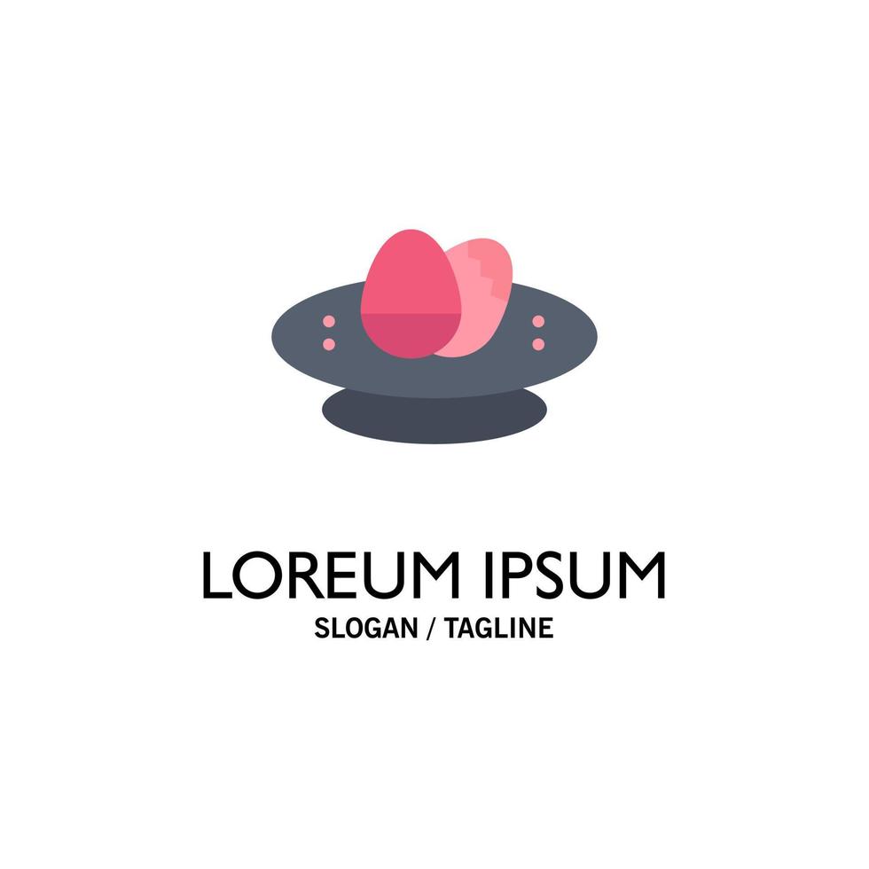 Bowl Celebration Easter Egg Nest Business Logo Template Flat Color vector