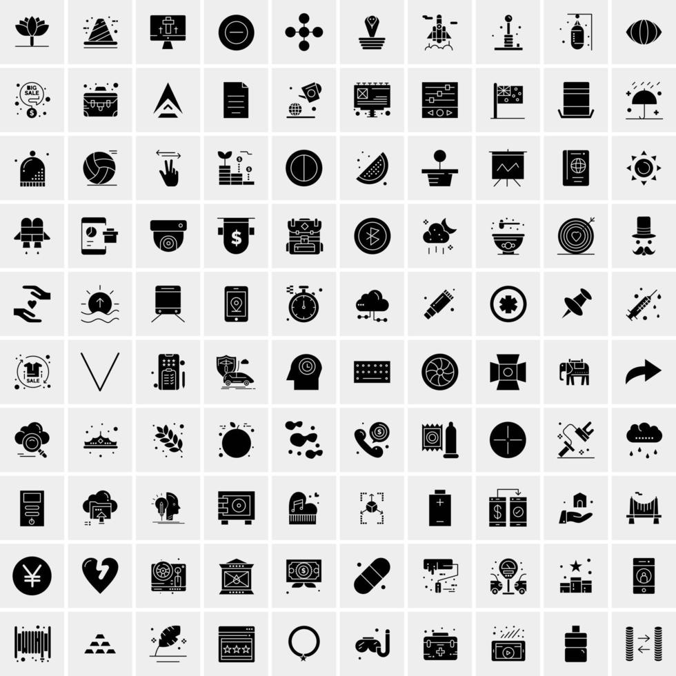 Set of 100 Universal Solid Icons vector
