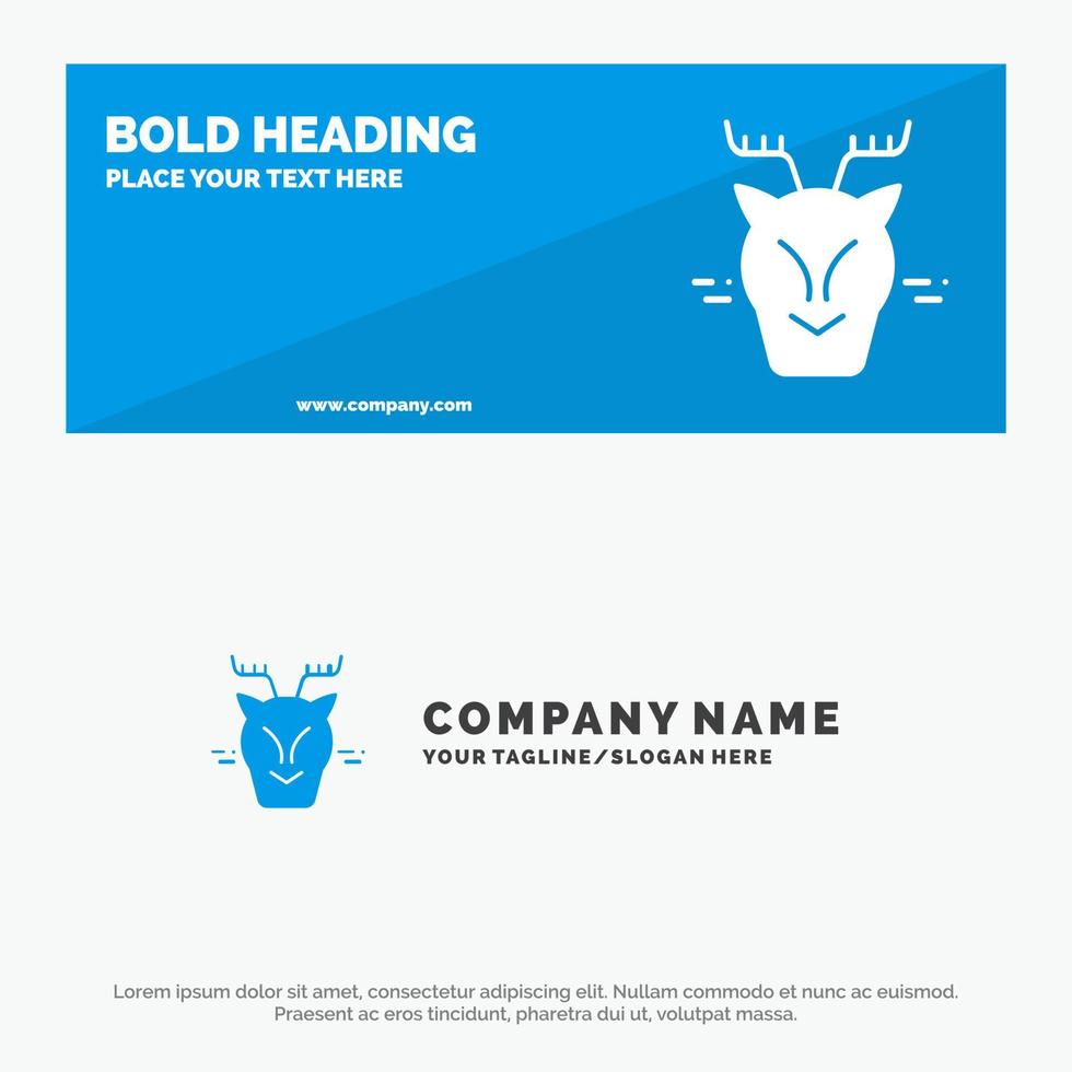 Alpine Arctic Canada Reindeer SOlid Icon Website Banner and Business Logo Template vector