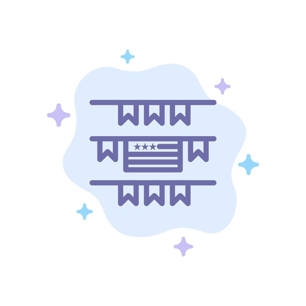 Buntings Party Decoration American Blue Icon on Abstract Cloud Background vector