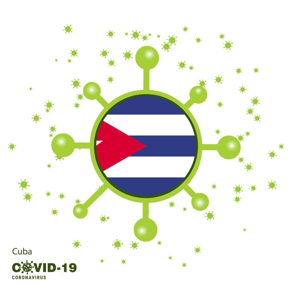 Cuba Coronavius Flag Awareness Background Stay home Stay Healthy Take care of your own health Pray for Country vector