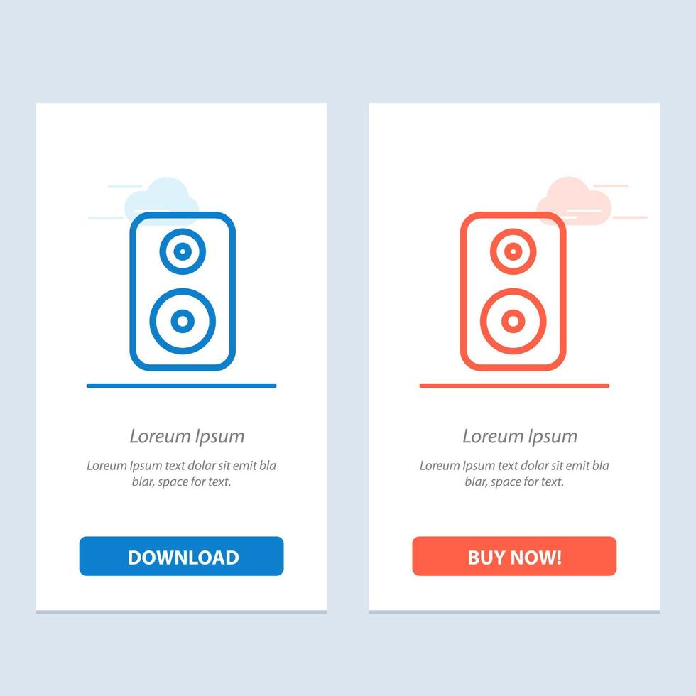 Speaker Woofer Laud  Blue and Red Download and Buy Now web Widget Card Template vector