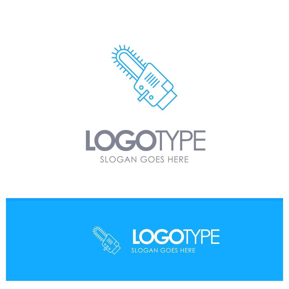 Saw Circular Blade Cordless Blue outLine Logo with place for tagline vector