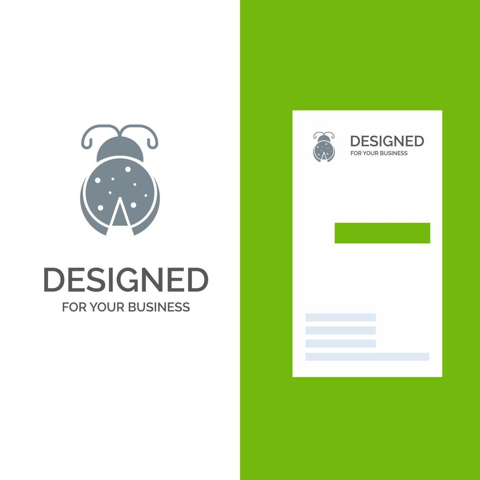 Bug Insect Ladybug Spring Grey Logo Design and Business Card Template vector