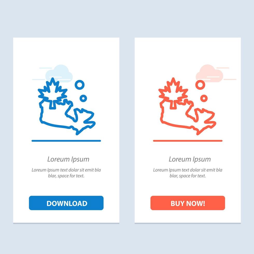 Map Canada Leaf  Blue and Red Download and Buy Now web Widget Card Template vector